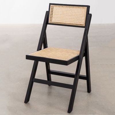 Restaurante Hotel Nórdico Moderno Rattan Natural Doblable Silla de comedor de madera sólida para muebles de comedor
