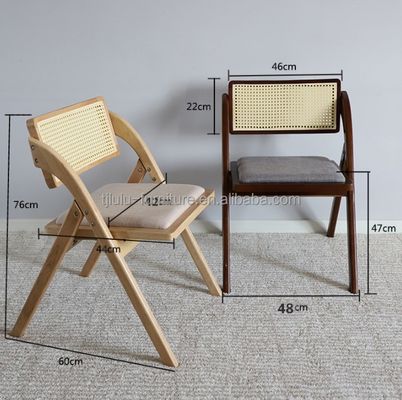 Sillones de comedor de madera plegable de ratán Estilo de diseño moderno para muebles de comedor y construcción de madera maciza