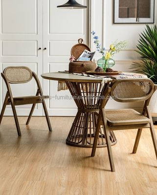 Fruniture de comedor Morden elegante silla de madera con asiento y respaldo de rotín duradero