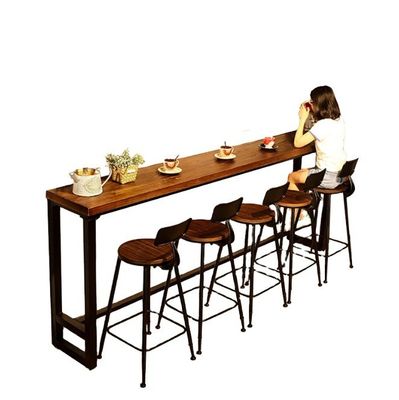 Casa Bar Rustico Cuadro de metal Mesas de comedor de madera rectangular alta Cocina de bar tablero taburete
