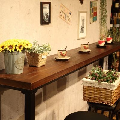 Casa Bar Rustico Cuadro de metal Mesas de comedor de madera rectangular alta Cocina de bar tablero taburete