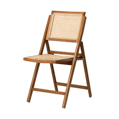 Embalaje de correo Cadeira de comedor plegable de madera maciza de ratán para decoración de restaurantes nórdicos