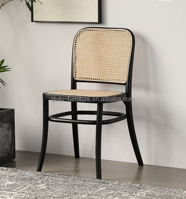 Muebles de comedor Respaldo de madera de ratán Silla de ratán de ocio para interiores nórdicos Jardín moderno Restaurante Muebles de café
