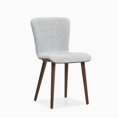 Silla de comedor moderna nórdica con patas de madera sólida y asiento tapizado