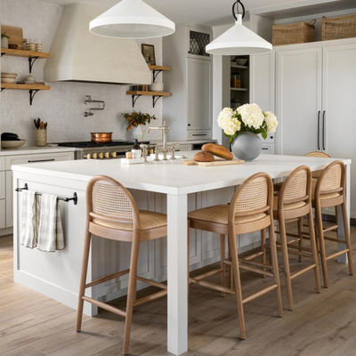 Muebles de comedor modernos silla de bar de cuero PU de madera sólida para muebles de restaurante