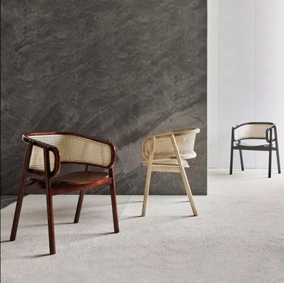 Silla de comedor de rotín de madera contemporánea con material bueno y ecológico
