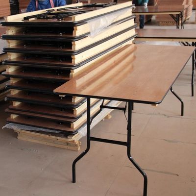Banquete exterior de madera maciza rectangular boda hotel mesas de comedor plegables de diseño moderno para bodas y hoteles
