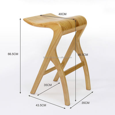 Diseños personalizados Sillón de bar de madera sólida Vintage W35*D43.5*66.5CM para salón alto Silla de comedor de madera