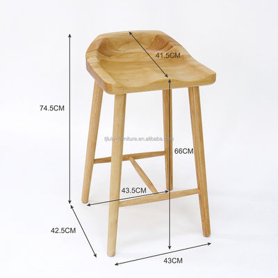 W43*D42.5*H74CM Silla de bar antigua de madera sólida taburetes silla alta silla de madera
