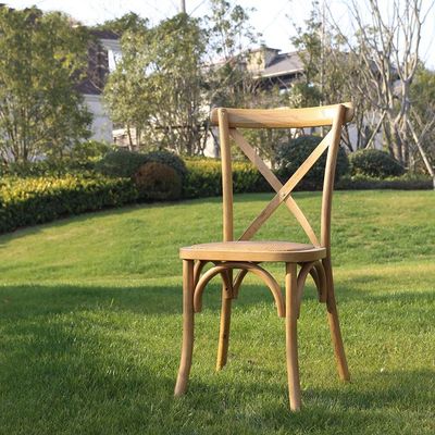 Facilitaciones de ocio Estilo silla de boda de madera maciza con espalda cruzada para ocio