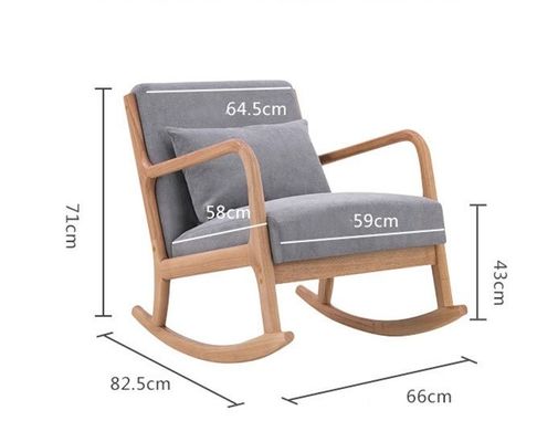 Silla de sala de estar de suministro directo de estilo nórdico europeo de madera sólida silla mecedora de madera con especificaciones incluidas
