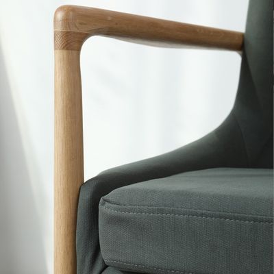 Silla de sofá único tapizado de madera gris/verde para muebles de sala de estar modernos