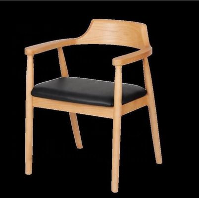 Restaurante Muebles de comedor Silla de reposabrazos de madera moderna con marco de madera maciza y asiento de poliéster