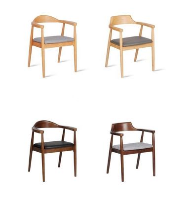 Restaurante Muebles de comedor Silla de reposabrazos de madera moderna con marco de madera maciza y asiento de poliéster