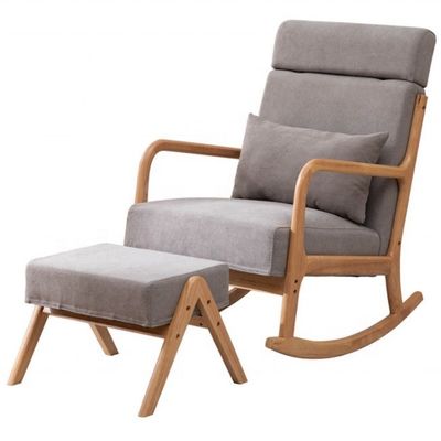 Muebles de sala de estar de estilo europeo de madera tapizada de madera maciza Sofá mecedor silla con embalaje de correo