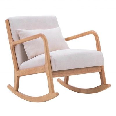 Muebles de sala de estar de estilo europeo de madera tapizada de madera maciza Sofá mecedor silla con embalaje de correo