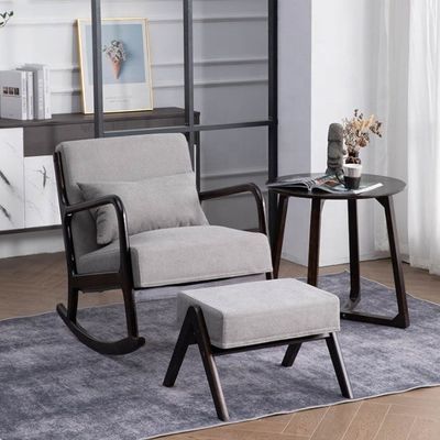 Muebles de sala de estar de estilo europeo de madera tapizada de madera maciza Sofá mecedor silla con embalaje de correo