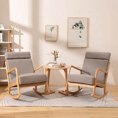 Muebles de sala de estar de estilo europeo de madera tapizada de madera maciza Sofá mecedor silla con embalaje de correo