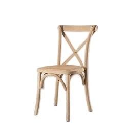 Silla de hotel Vintage X Cruz de espalda apilable de madera Para eventos de bodas Restaurantes sillas de comedor con cubierta de ratán