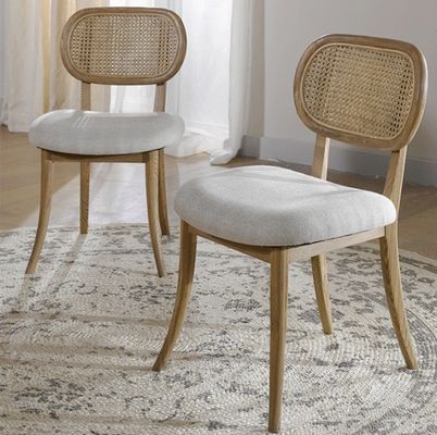 Silla de rattan/hiedra de madera sólida Silla de comedor de madera sólida Silla de rattan sin brazos para las necesidades del cliente