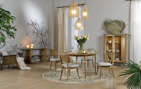 Silla de rattan/hiedra de madera sólida Silla de comedor de madera sólida Silla de rattan sin brazos para las necesidades del cliente