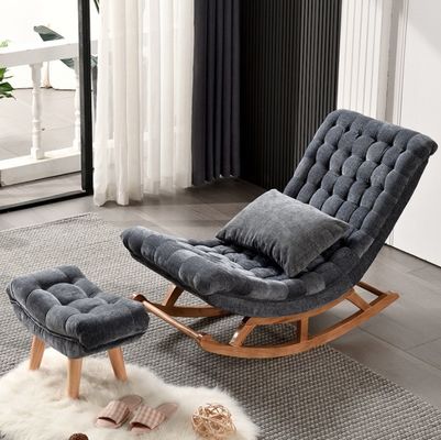 Silla mecedora de estilo europeo de madera maciza con sofá tapizado Silla W60*D106*H76cm