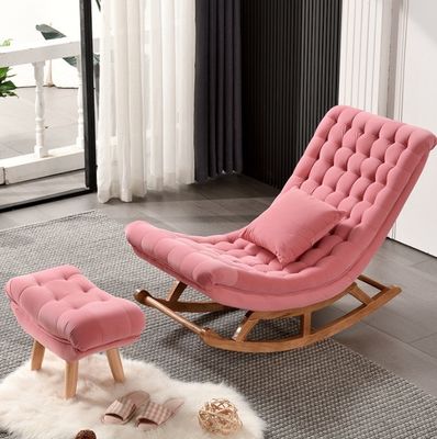 Silla mecedora de estilo europeo de madera maciza con sofá tapizado Silla W60*D106*H76cm