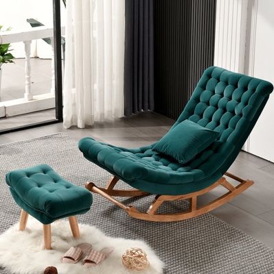 Silla mecedora de estilo europeo de madera maciza con sofá tapizado Silla W60*D106*H76cm