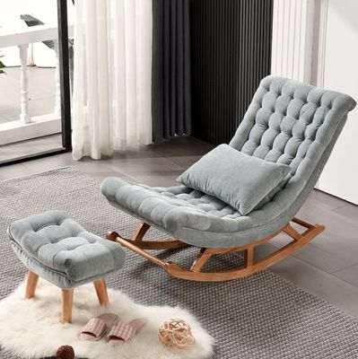 Silla mecedora de estilo europeo de madera maciza con sofá tapizado Silla W60*D106*H76cm
