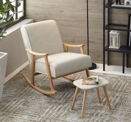 Práctica silla mecedora de madera de tela esponja de alta densidad para sala de estar estilo europeo