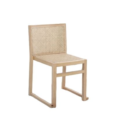Muebles de comedor de madera maciza de ratán real silla de comedor de madera maciza para el ocio nórdico
