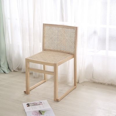 Muebles de comedor de madera maciza de ratán real silla de comedor de madera maciza para el ocio nórdico