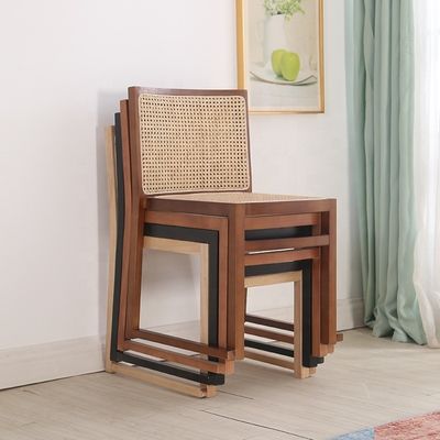 Muebles de comedor de madera maciza de ratán real silla de comedor de madera maciza para el ocio nórdico