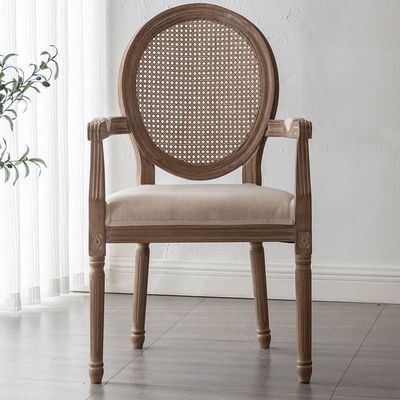 Antiguo diseño Europa Vantage Interior de madera maciza redonda de caña de hierro de rodillo de espalda silla de comedor para el estilo tradicional en Europa