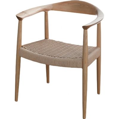 Escritorio de estudio y silla de café estilo moderno de ocio nórdico silla de comedor de madera sólida de ceniza con almohadón tejido de cuerda de papel artesanal