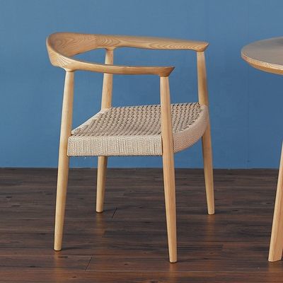 Escritorio de estudio y silla de café estilo moderno de ocio nórdico silla de comedor de madera sólida de ceniza con almohadón tejido de cuerda de papel artesanal