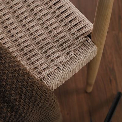 Escritorio de estudio y silla de café estilo moderno de ocio nórdico silla de comedor de madera sólida de ceniza con almohadón tejido de cuerda de papel artesanal