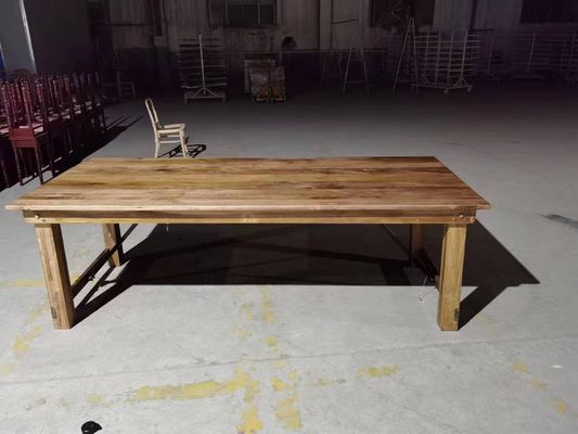 Banquete de Hoteles de venta al por mayor Casa plegable de madera sólida de pino Tabla y banco de granja de estilo clásico de lujo con embalaje de correo Y