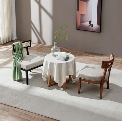 Silla de comedor de rotín de estilo nórdico silla de madera sólida tapizada para decoración de salón