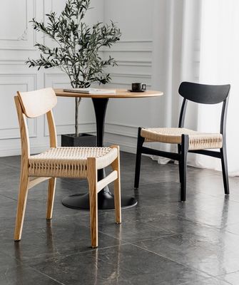 Muebles de comedor personalizados silla de comedor de madera nórdica silla de rotín