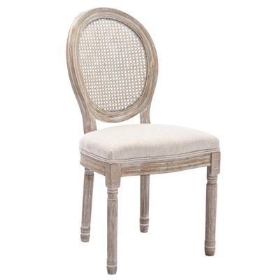 Silla de comedor de estilo francés vintage cubierta de cuero PU con diseño apilable y madera sólida