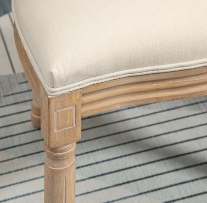 Silla de comedor de estilo francés vintage cubierta de cuero PU con diseño apilable y madera sólida