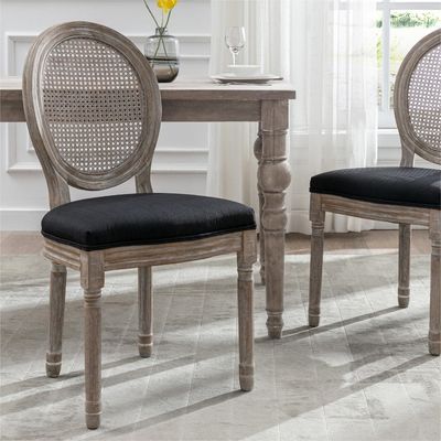 Silla de comedor de estilo francés vintage cubierta de cuero PU con diseño apilable y madera sólida