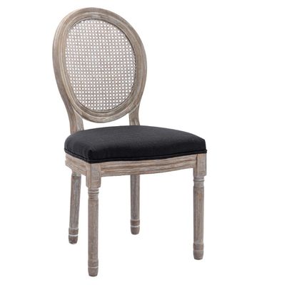Silla de comedor de estilo francés vintage cubierta de cuero PU con diseño apilable y madera sólida