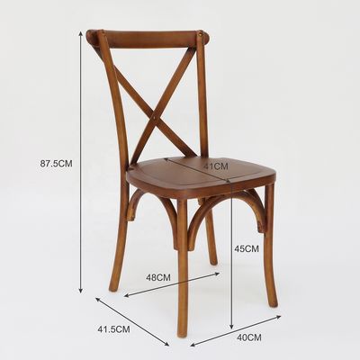 Muebles comerciales Muebles apilables de época cruzada con espalda X sillas de comedor de madera para bodas Eventos y restaurantes