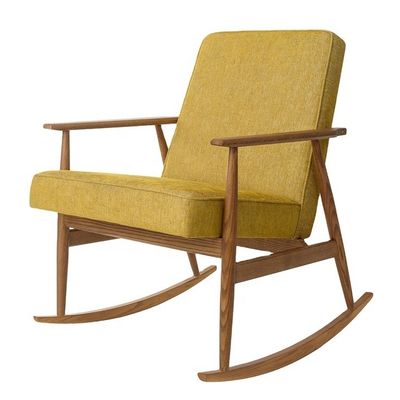 Muebles de salón modernos Sofá mecedor de madera Silla con asiento de terciopelo de tela