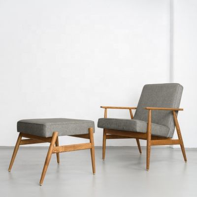 Muebles de salón modernos Sofá mecedor de madera Silla con asiento de terciopelo de tela