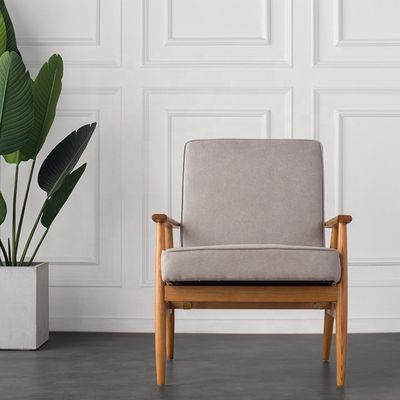 Muebles de salón modernos Sofá mecedor de madera Silla con asiento de terciopelo de tela