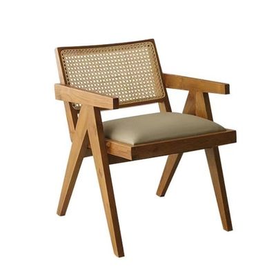 Silla de reposabrazos de comedor de rattan de madera con madera maciza Construcción Muebles para el hogar en general