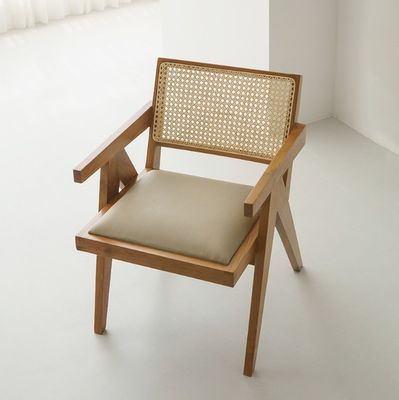 Silla de reposabrazos de comedor de rattan de madera con madera maciza Construcción Muebles para el hogar en general